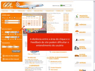 Curso Avançado




A	
  distância	
  entre	
  a	
  área	
  do	
  clique	
  e	
  o	
  
FeedBack	
  do	
  site	
  podem	
  diﬁcultar	
  o	
  
         entendimento	
  do	
  usuário	
  
 