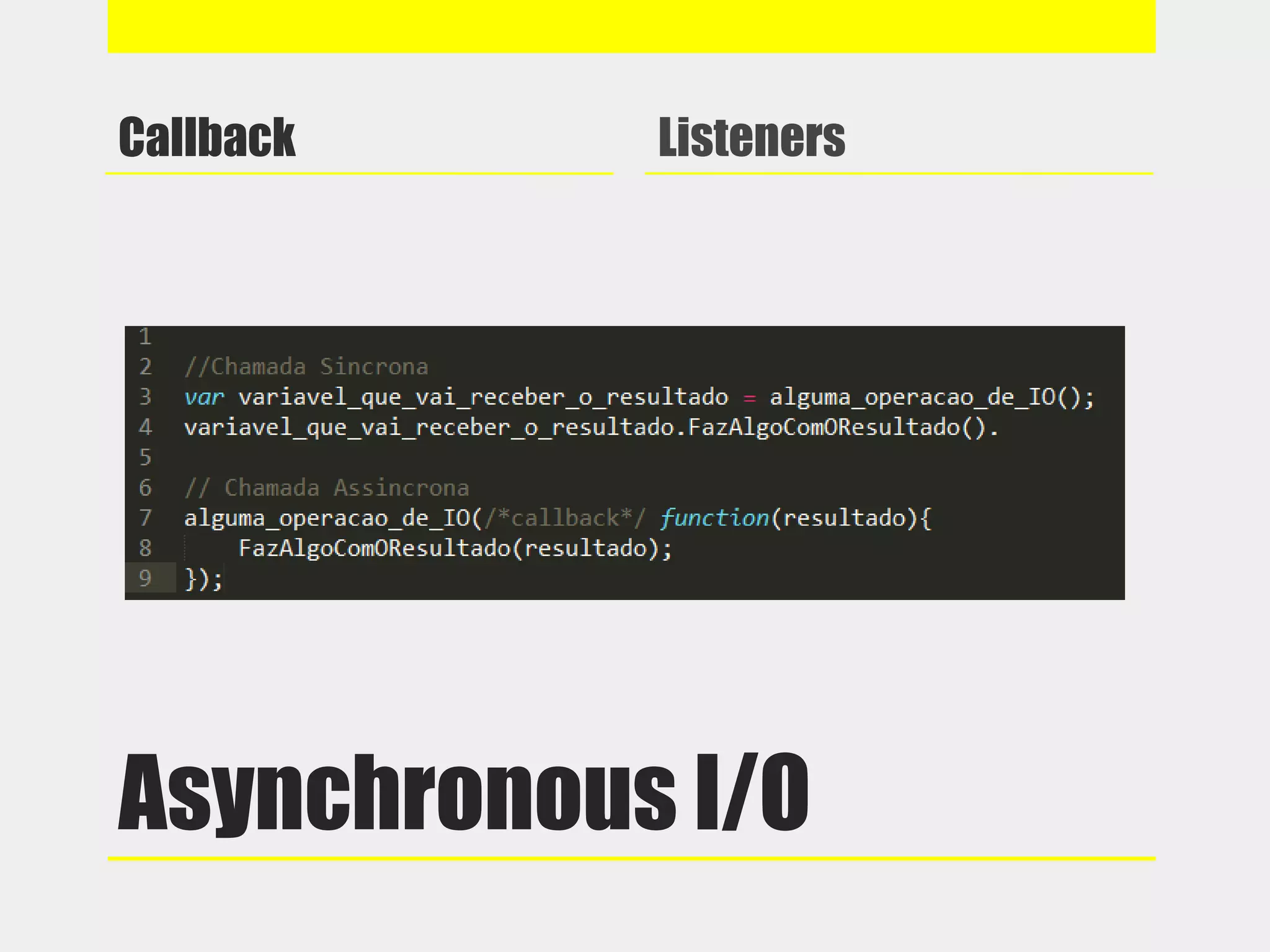 Asynchronous I/O
Callback Listeners
 