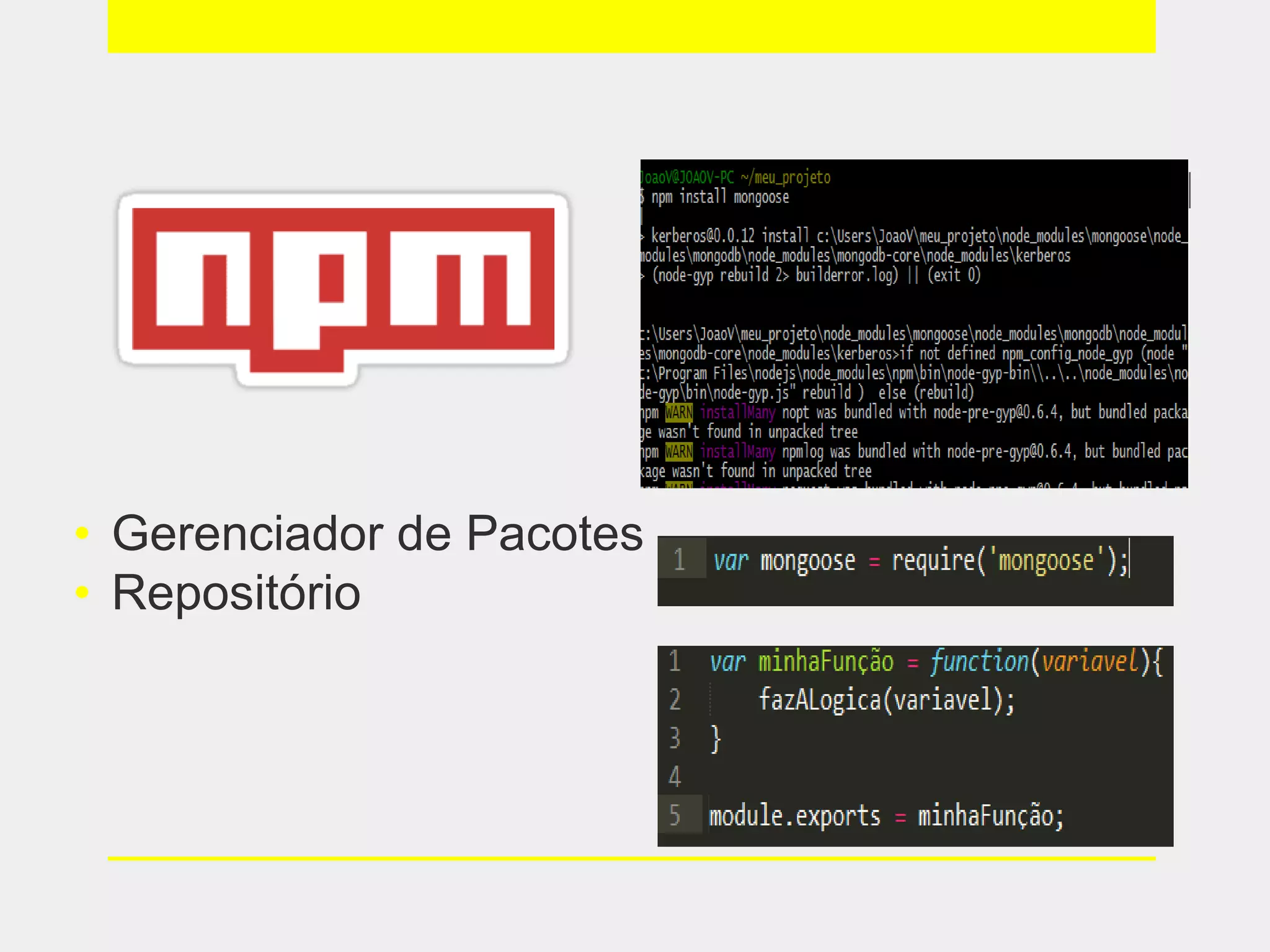 • Gerenciador de Pacotes
• Repositório
 