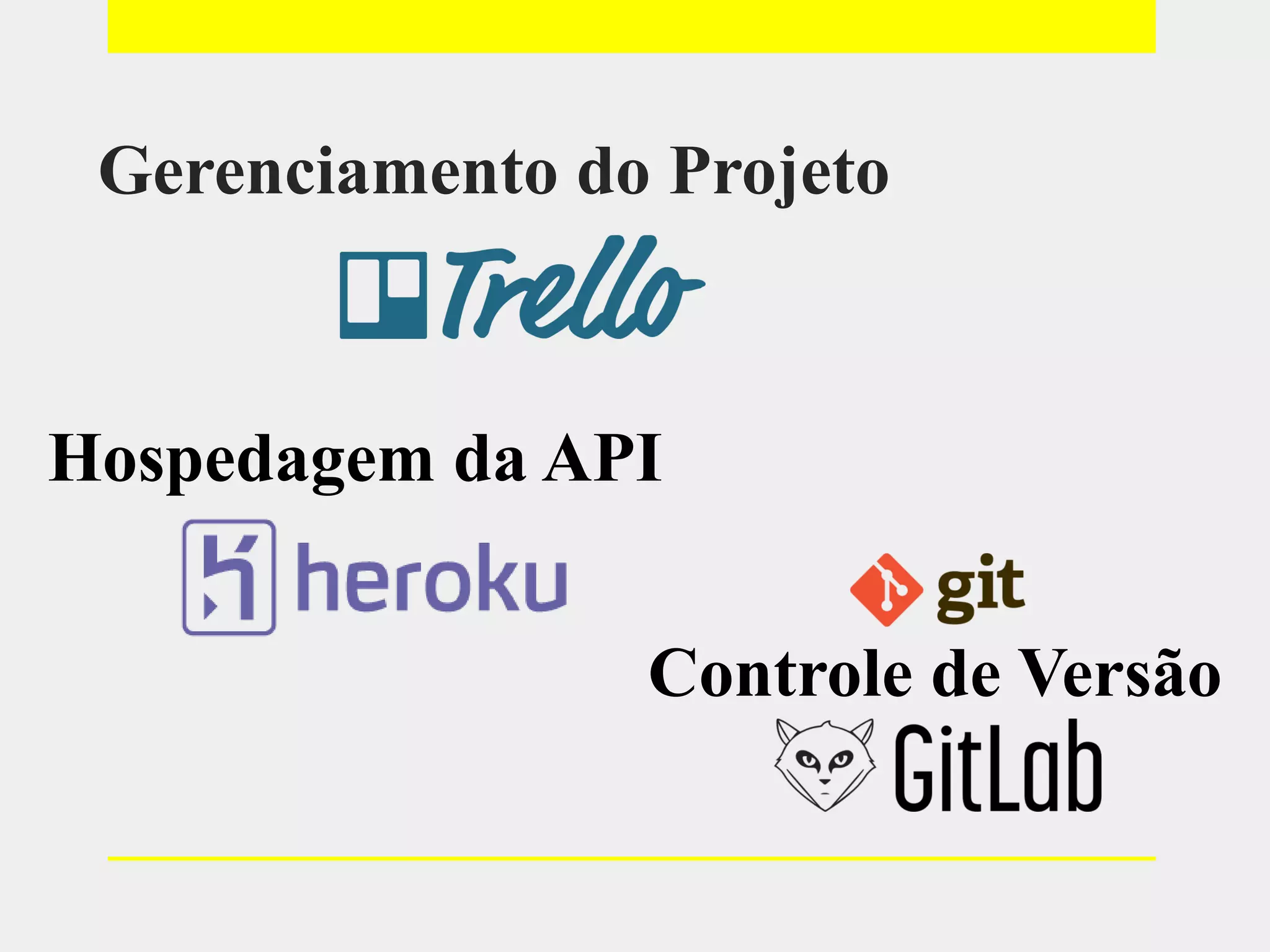 Gerenciamento do Projeto
Controle de Versão
Hospedagem da API
 