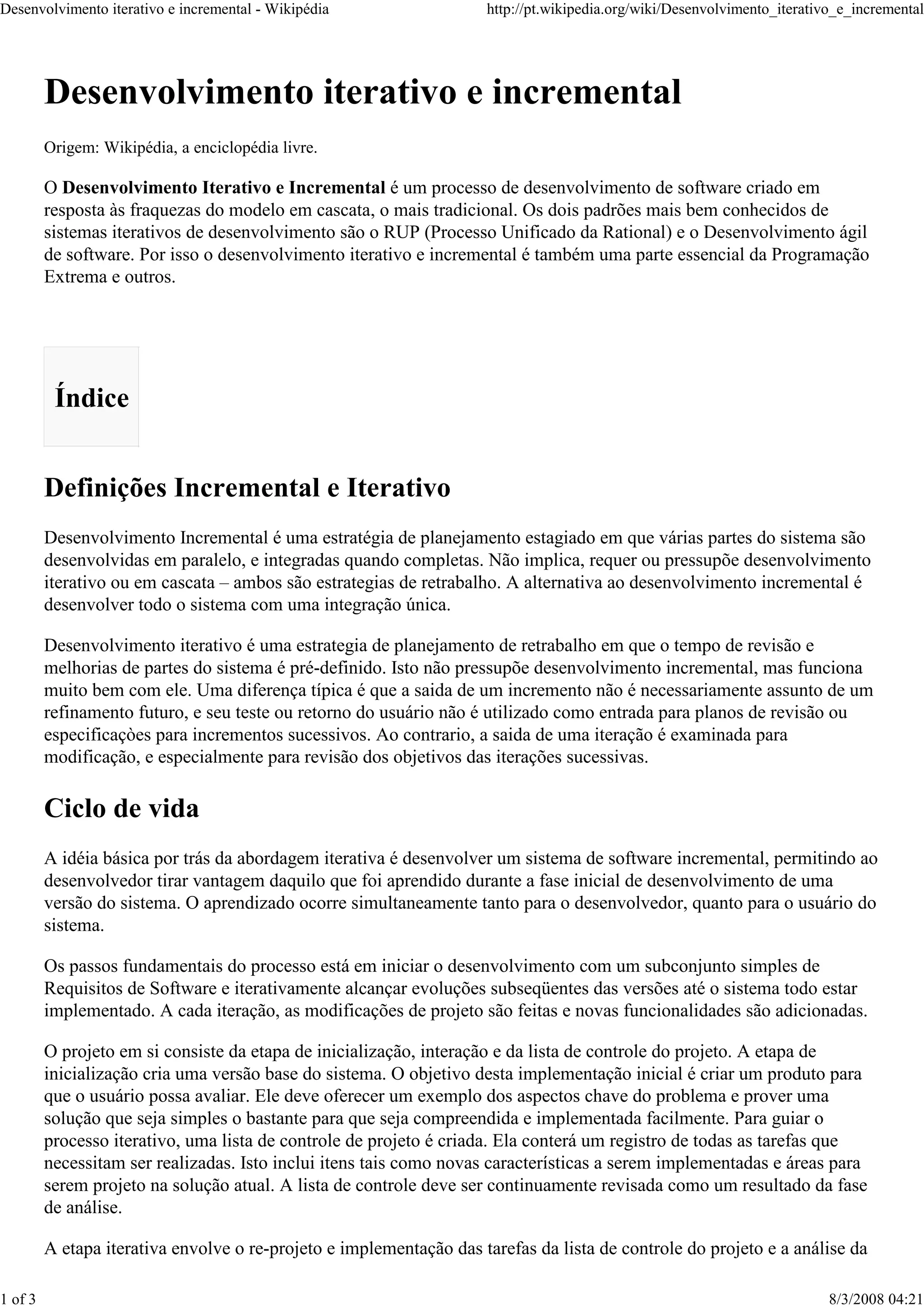 Desenvolvimento Iterativo e Incremental