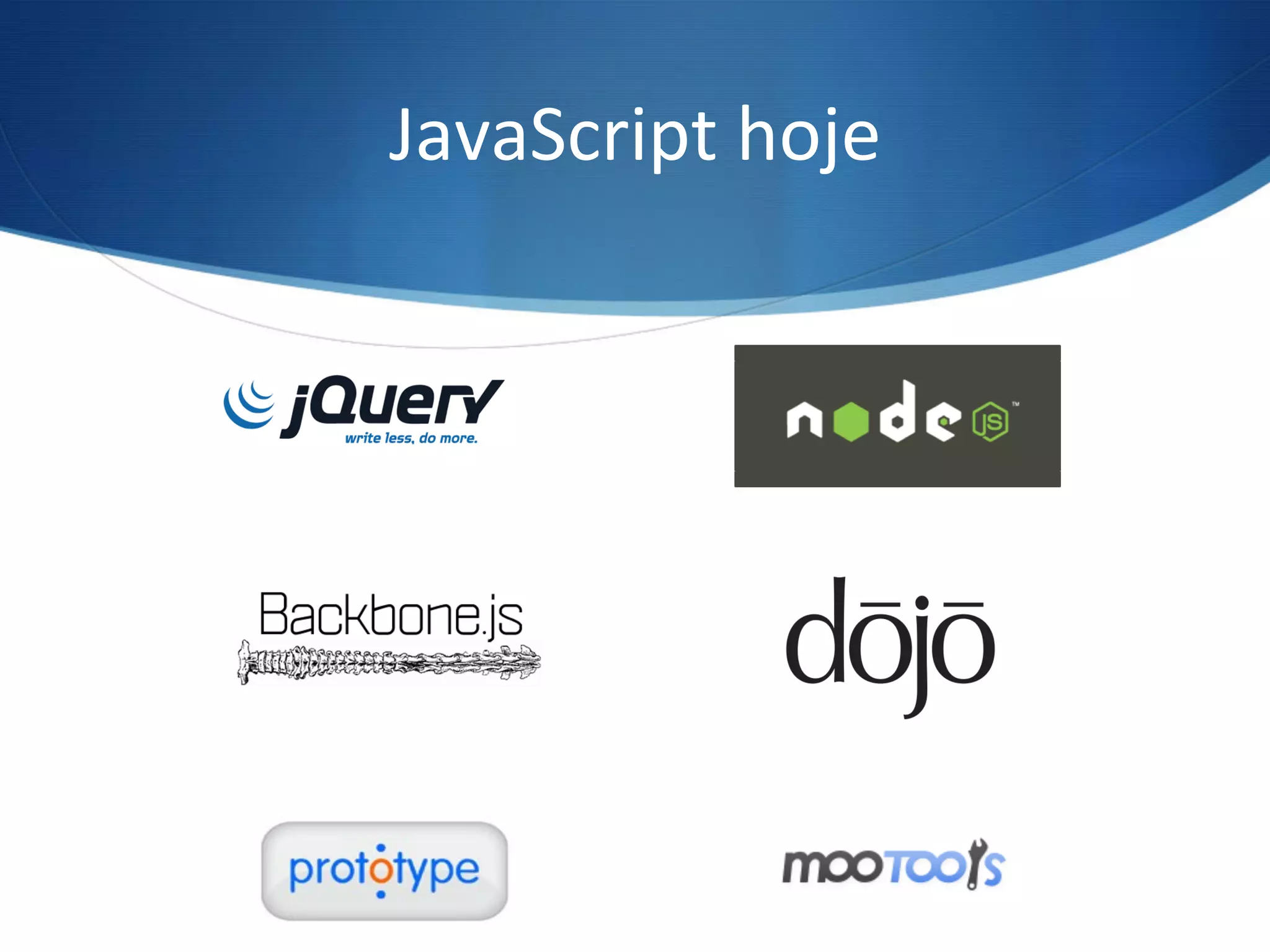 JavaScript	
  hoje	
  
 