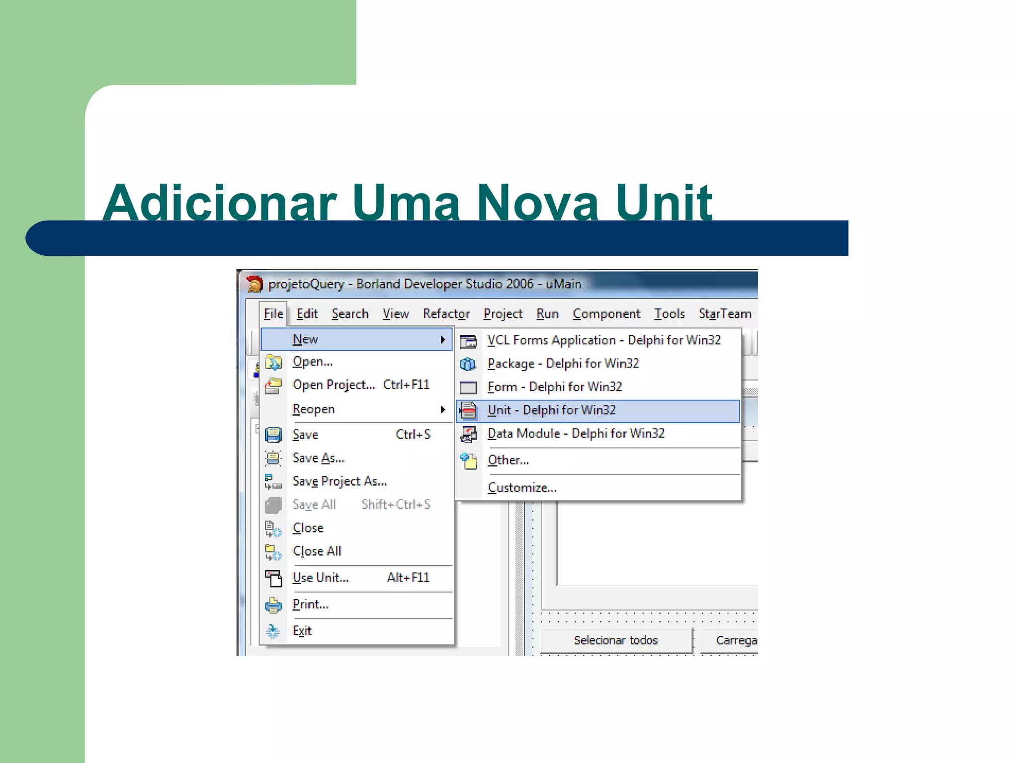 Adicionar Uma Nova Unit 
