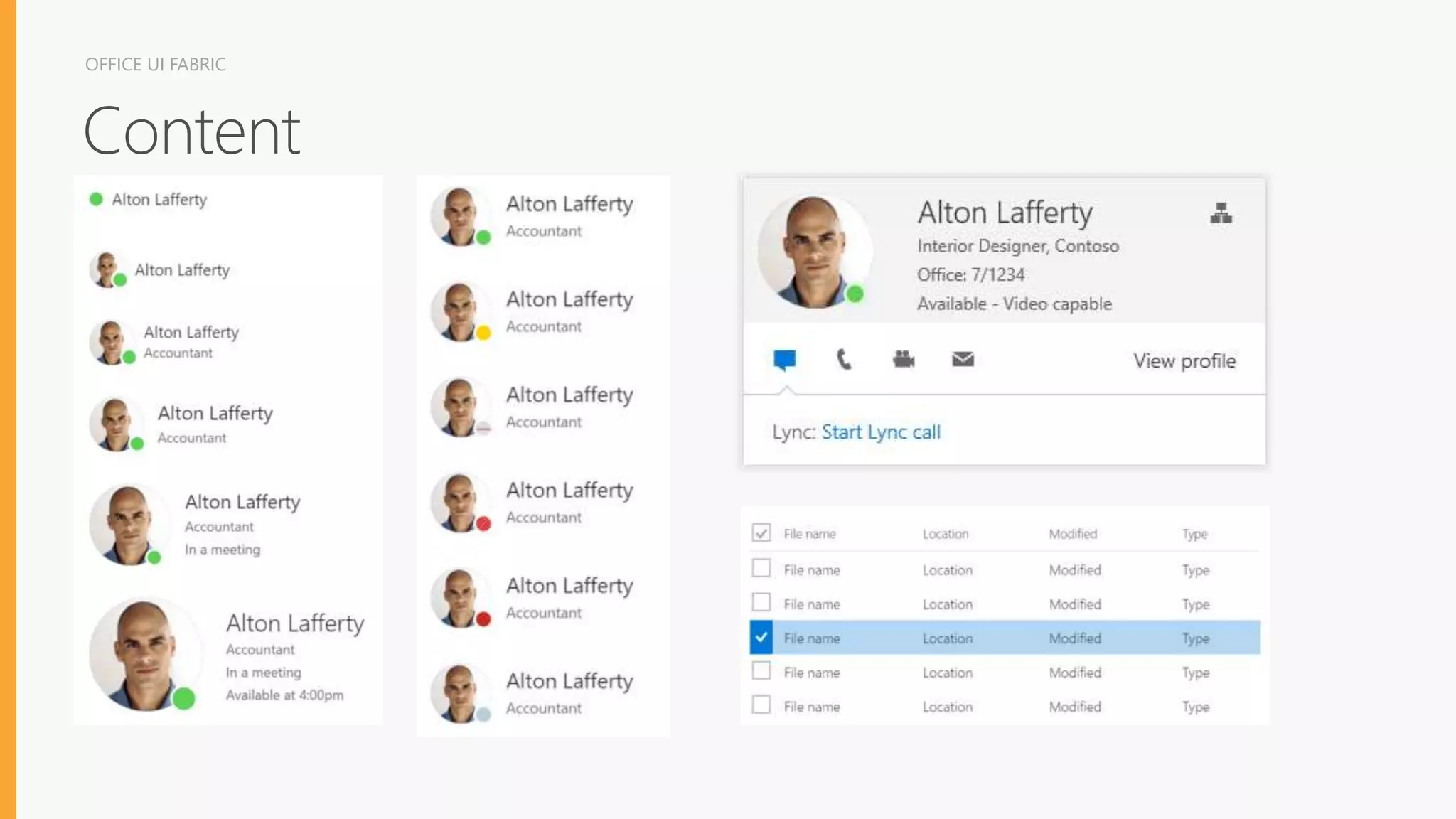 CONTENTOFFICE UI FABRIC
Content
 