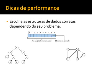    Escolha as estruturas de dados corretas
    dependendo do seu problema.
 