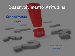 Conhecimento
Tácito
Conhecimento
Explícito
Desenvolvimento Atitudinal
 