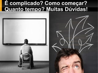 É complicado? Como começar?
Quanto tempo? Muitas Dúvidas!
 