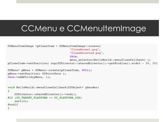 CCMenu e CCMenuItemImage
 