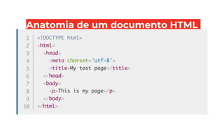 Anatomia de um documento HTML
 