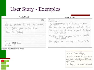 User Story - Exemplos
 