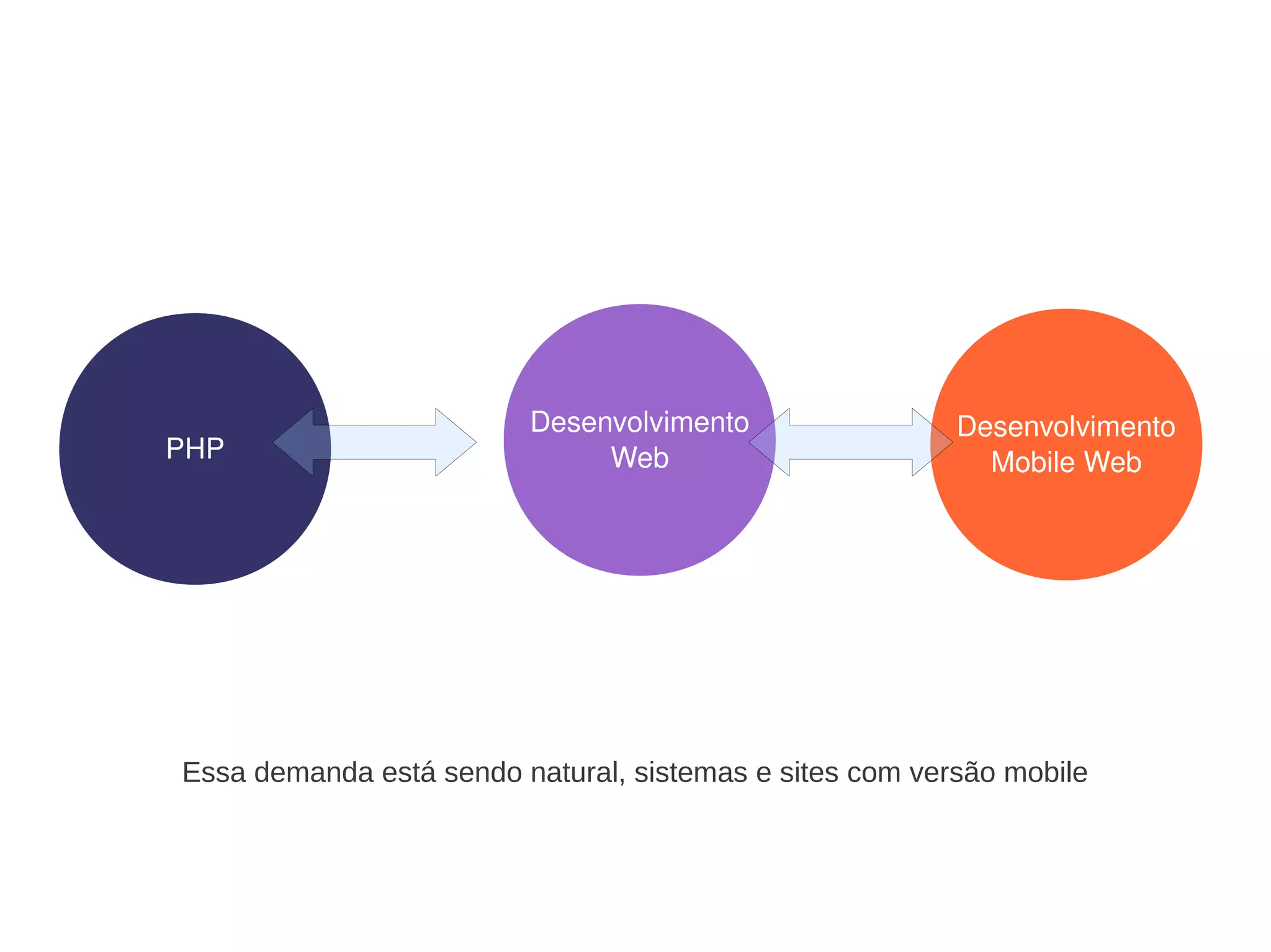 Desenvolvimento                 Desenvolvimento
PHP                           Web                          Mobile Web




Essa demanda está sendo natural, sistemas e sites com versão mobile
 