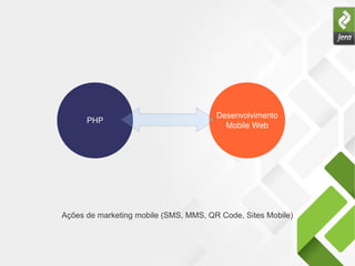 Desenvolvimento
Mobile Web
PHP
Ações de marketing mobile (SMS, MMS, QR Code, Sites Mobile)
 