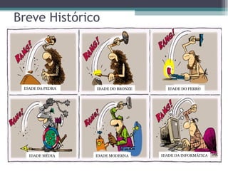 IDADE DA PEDRA IDADE DO BRONZE IDADE DO FERRO
IDADE MÉDIA IDADE MODERNA IDADE DA INFORMÁTICA
Breve Histórico
 