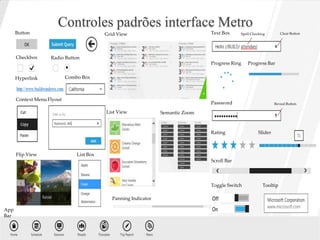 Controles padrões interface Metro
 