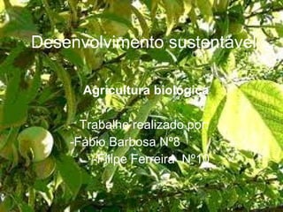 Desenvolvimento sustentável Agricultura biológica Trabalho realizado por:  -Fábio Barbosa Nº8  -Filipe Ferreira  Nº10 