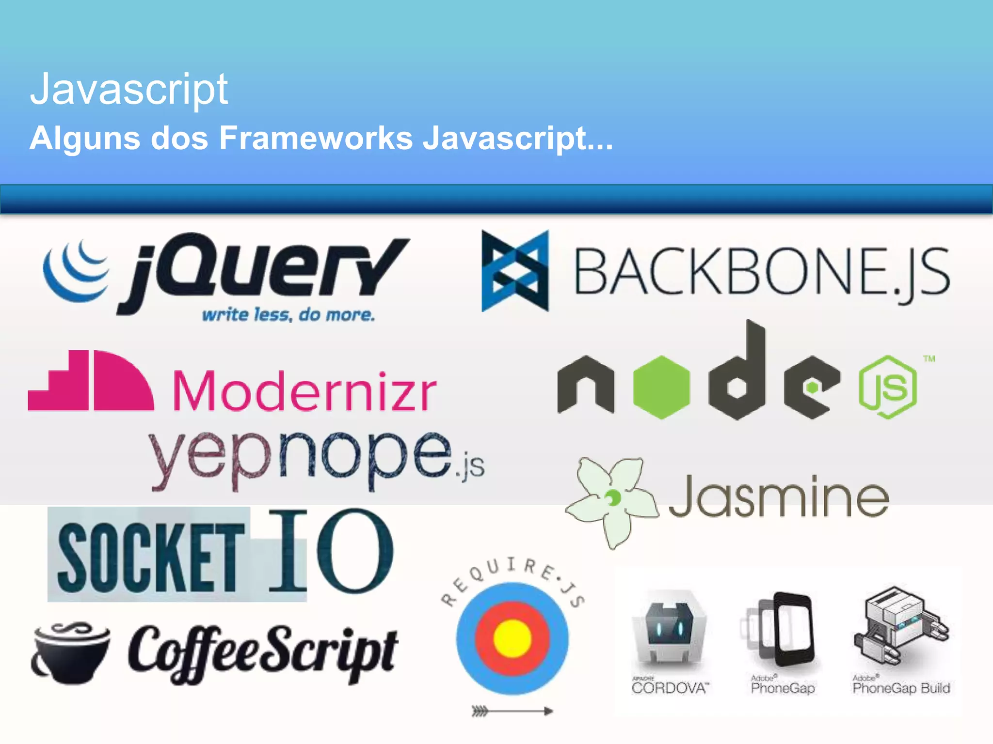 Javascript
Alguns dos Frameworks Javascript...

 