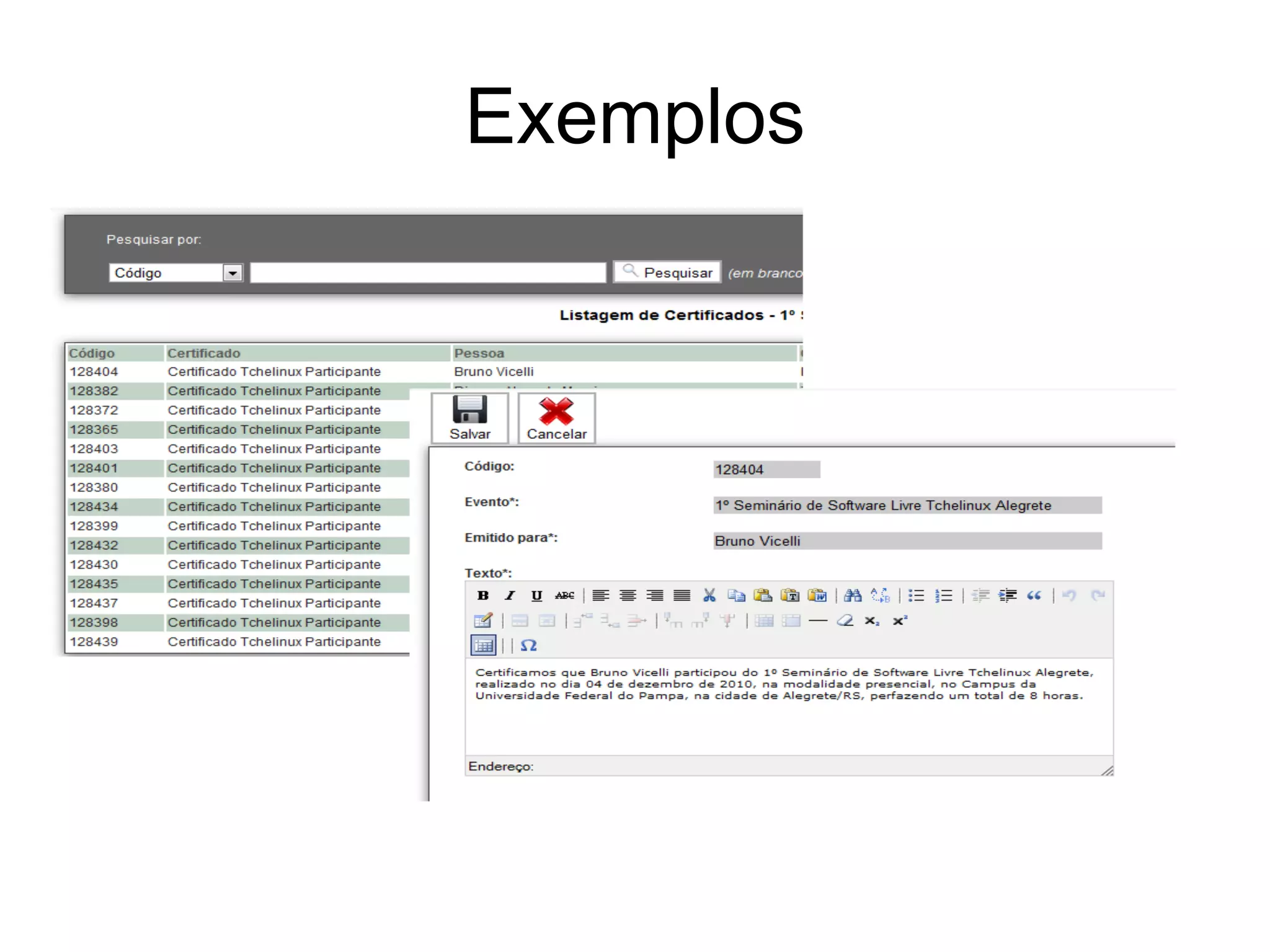 Exemplos
 