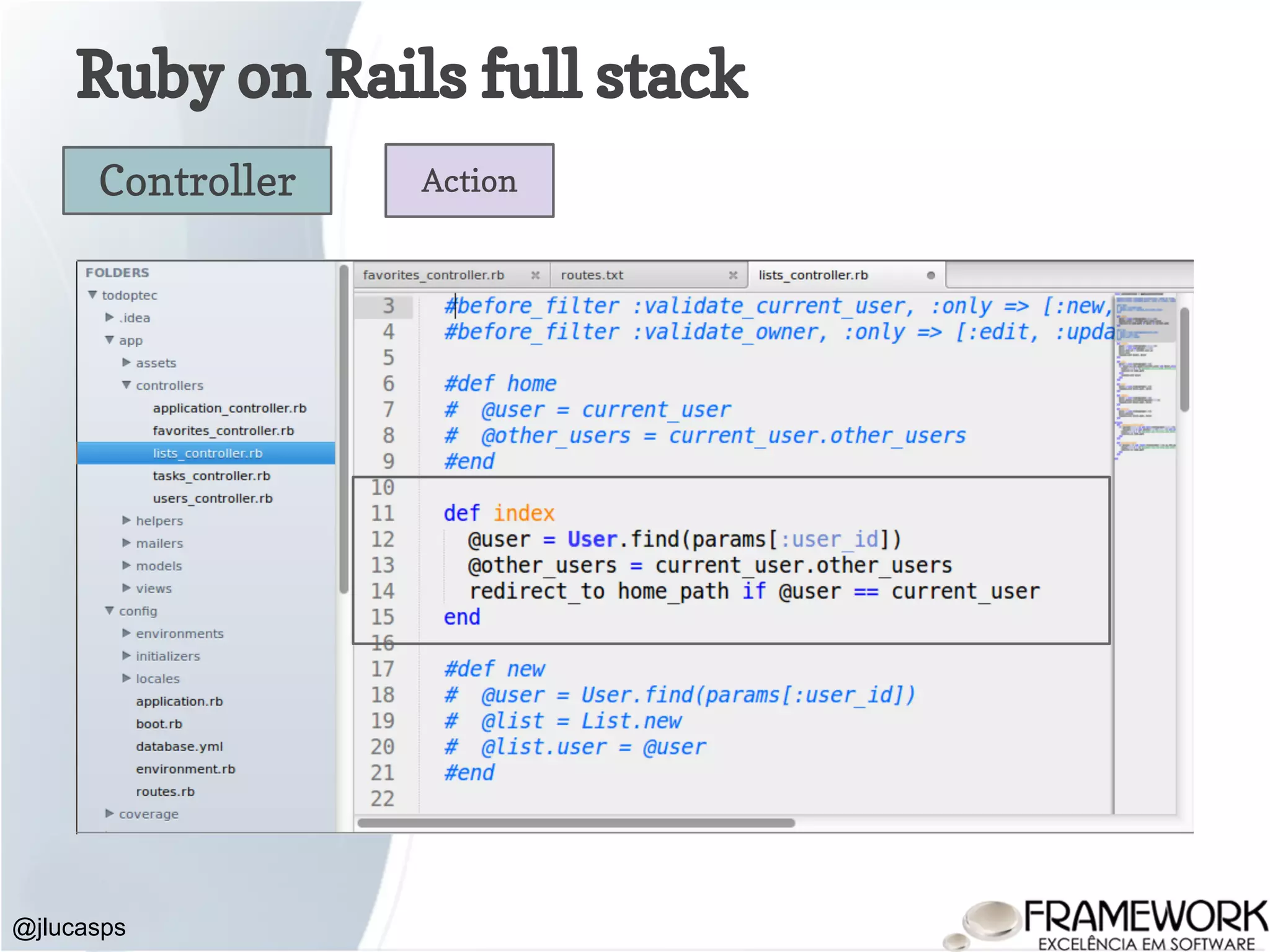Ruby on Rails full stack @jlucasps Controller Action 