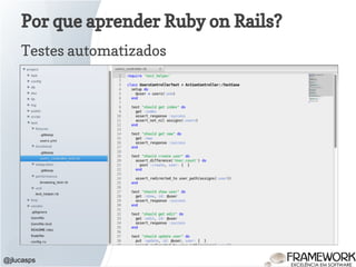 Por que aprender Ruby on Rails?
Testes automatizados
@jlucasps
 