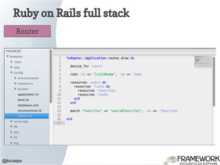 Ruby on Rails full stack
@jlucasps
Router
 