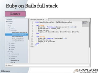 Ruby on Rails full stack
@jlucasps
Router
 