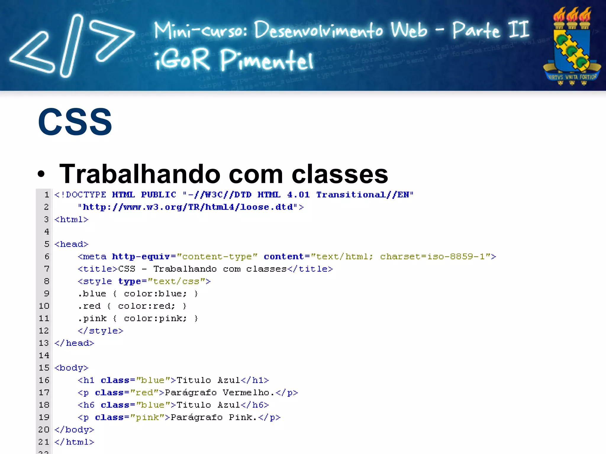 CSS Trabalhando com classes 
