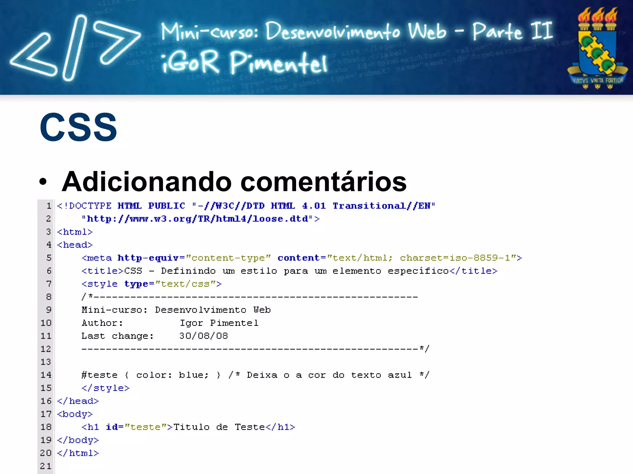 CSS Adicionando comentários 