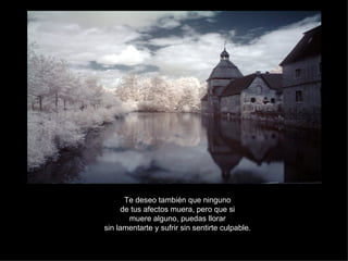 Te deseo también que ninguno de tus afectos muera, pero que si muere alguno, puedas llorar sin lamentarte y sufrir sin sentirte culpable. 