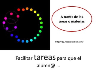 Facilitar tareaspara que el
alumn@ …
A través de las
áreas o materias
http://33.media.tumblr.com/
 