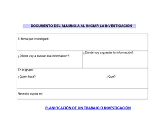 PLANIFICACIÓN DE UN TRABAJO O INVESTIGACIÓN
 