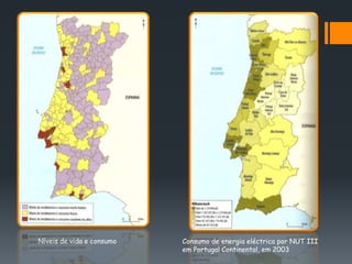 Níveis de vida e consumo Consumo de energia eléctrica por NUT III
em Portugal Continental, em 2003
 