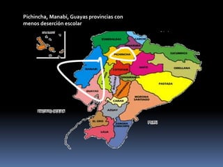 Pichincha, Manabí, Guayas provincias con
menos deserción escolar
 