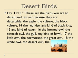 Desert animals from the bible