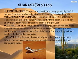 what are the characteristics of a desert biome