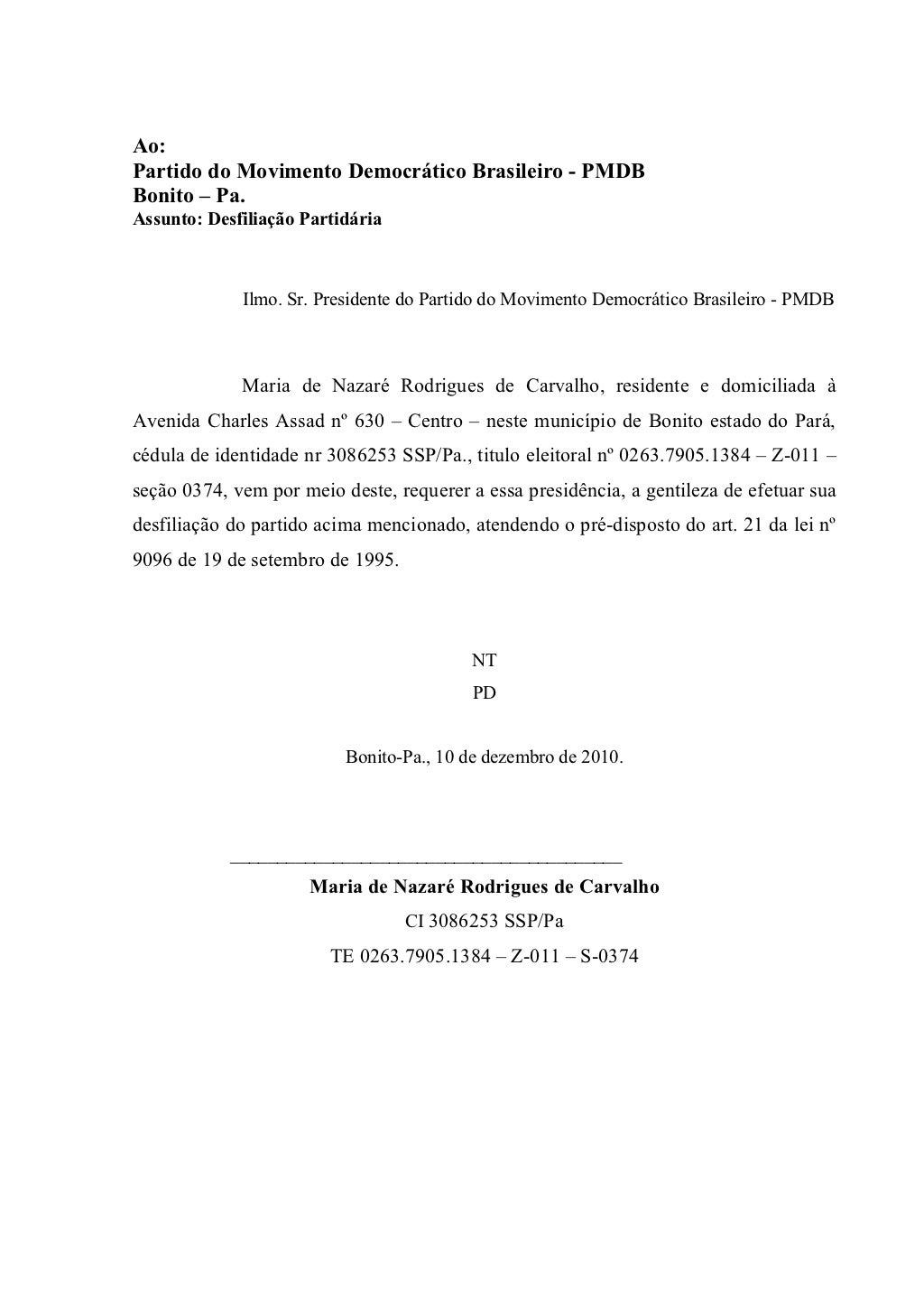 Desfiliação do pmdb