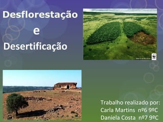 Desflorestação
Desertificação
e
Trabalho realizado por:
Carla Martins nº6 9ºC
Daniela Costa nº7 9ºC
 