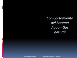 Comportamiento
del Sistema
Agua - Gas
natural
abril 2014Deshidratación del gas Saavedra Luis Carlos
 