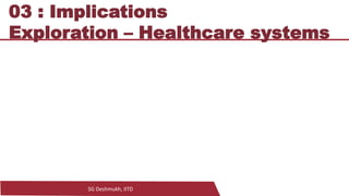 SG Deshmukh, IITD
03 : Implications
Exploration – Healthcare systems
 