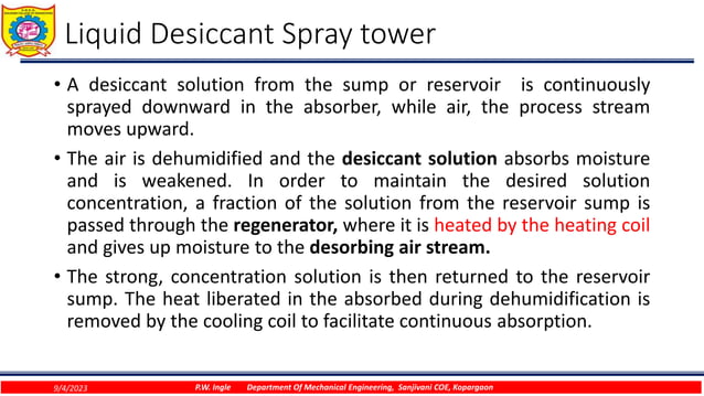 Desiccant Air Conditioning System.ppt | Chemistry | Science
