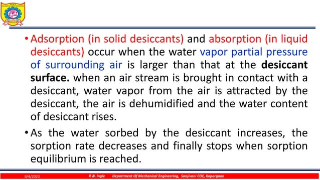 Desiccant Air Conditioning System.ppt | Chemistry | Science