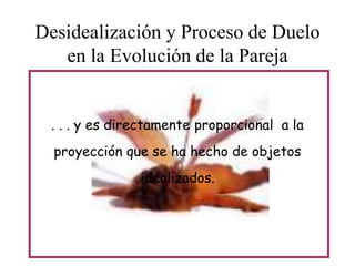 Desidealización y Proceso de Duelo
en la Evolución de la Pareja
. . . y es directamente proporcional a la
proyección que se ha hecho de objetos
idealizados.

 