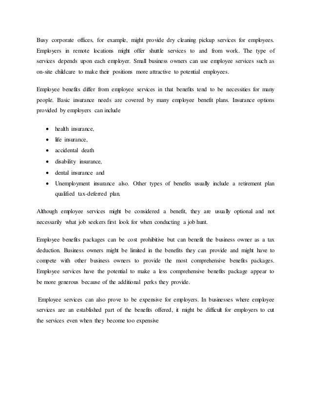 employee benefit package sample