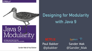 Designing for Modularity
Paul Bakker
@pbakker
Sander Mak
@Sander_Mak
with Java 9
 