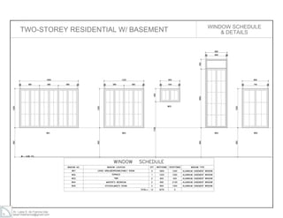 Ar. Laisa S. de Francia,Uap
laisa10defrancia@gmail.com
TWO-STOREY RESIDENTIAL W/ BASEMENT WINDOW SCHEDULE
& DETAILS
 