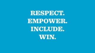 RESPECT.
EMPOWER.
INCLUDE.
WIN.
 