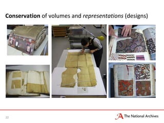 Conservation of volumes and representations (designs)
22
 