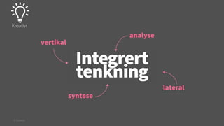 Kreativt

vertikal

analyse

Integrert
tenkning
syntese

© Creuna

lateral

 
