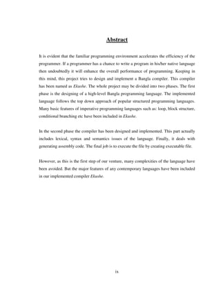 Design And Implementation Of A Bangla Compiler