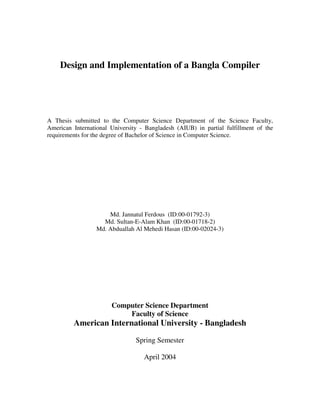 Design And Implementation Of A Bangla Compiler