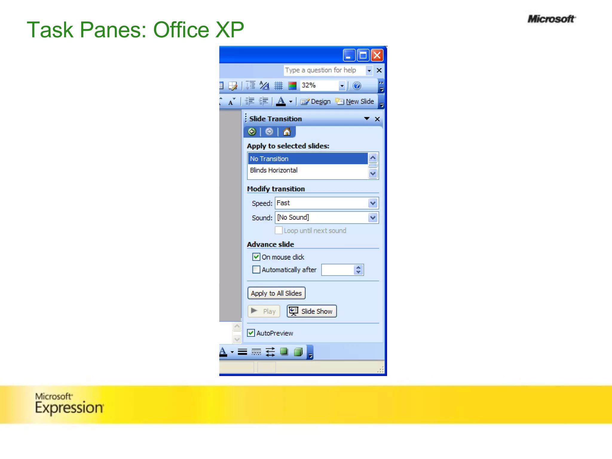 Task Panes: Office XP 